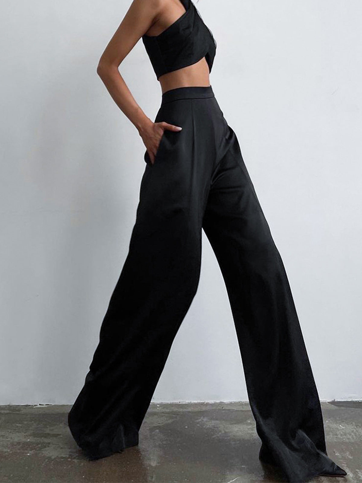 Oversized Satin Wide Leg Dress Pants - Image 2