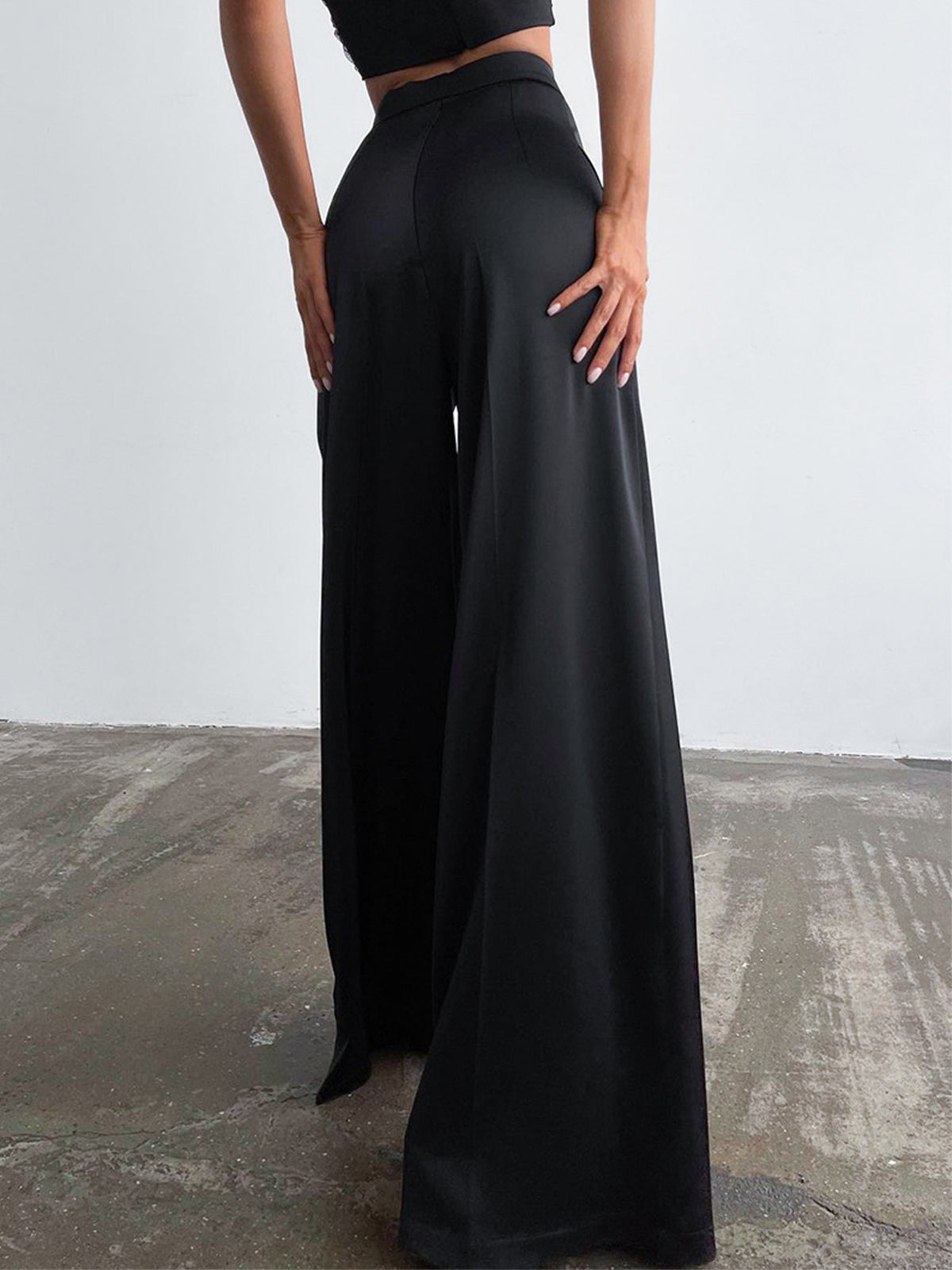 Oversized Satin Wide Leg Dress Pants - Image 4