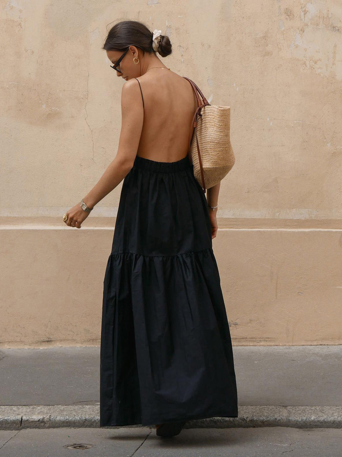 Solid Backless Long Dress - Image 3