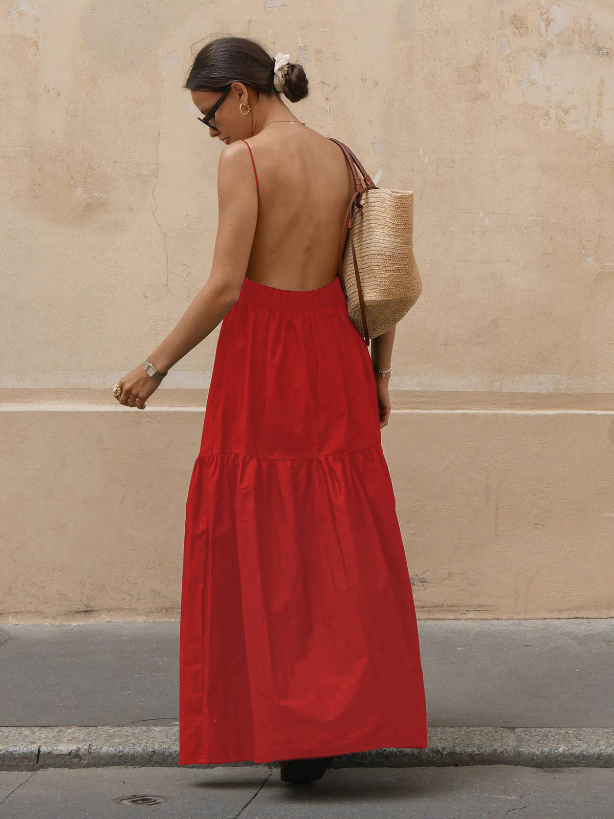 Solid Backless Long Dress - Image 10