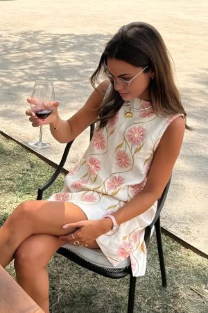 Romantic Print Sleeveless Short Dress