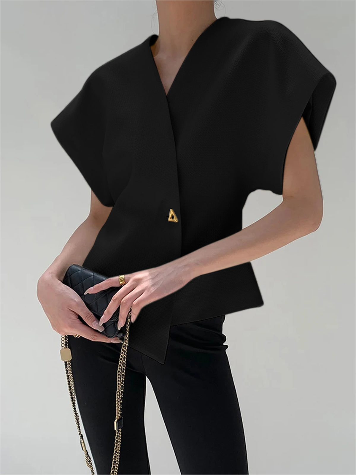 Trendy V-Neck Button Down Blouse - Image 11