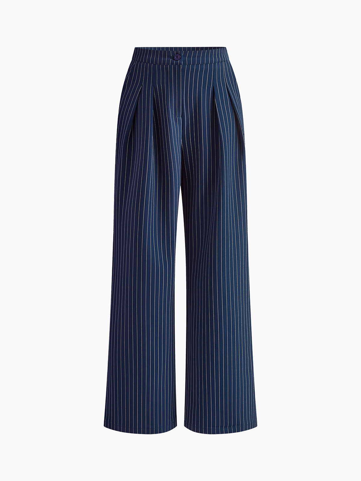 Pinstripe Pleated Wide-Leg Pants - Image 5