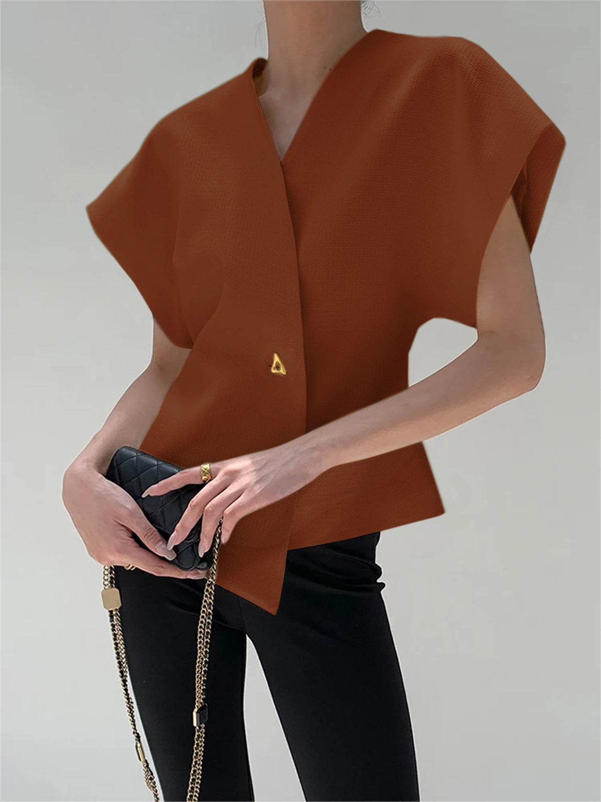 Trendy V-Neck Button Down Blouse - Image 13