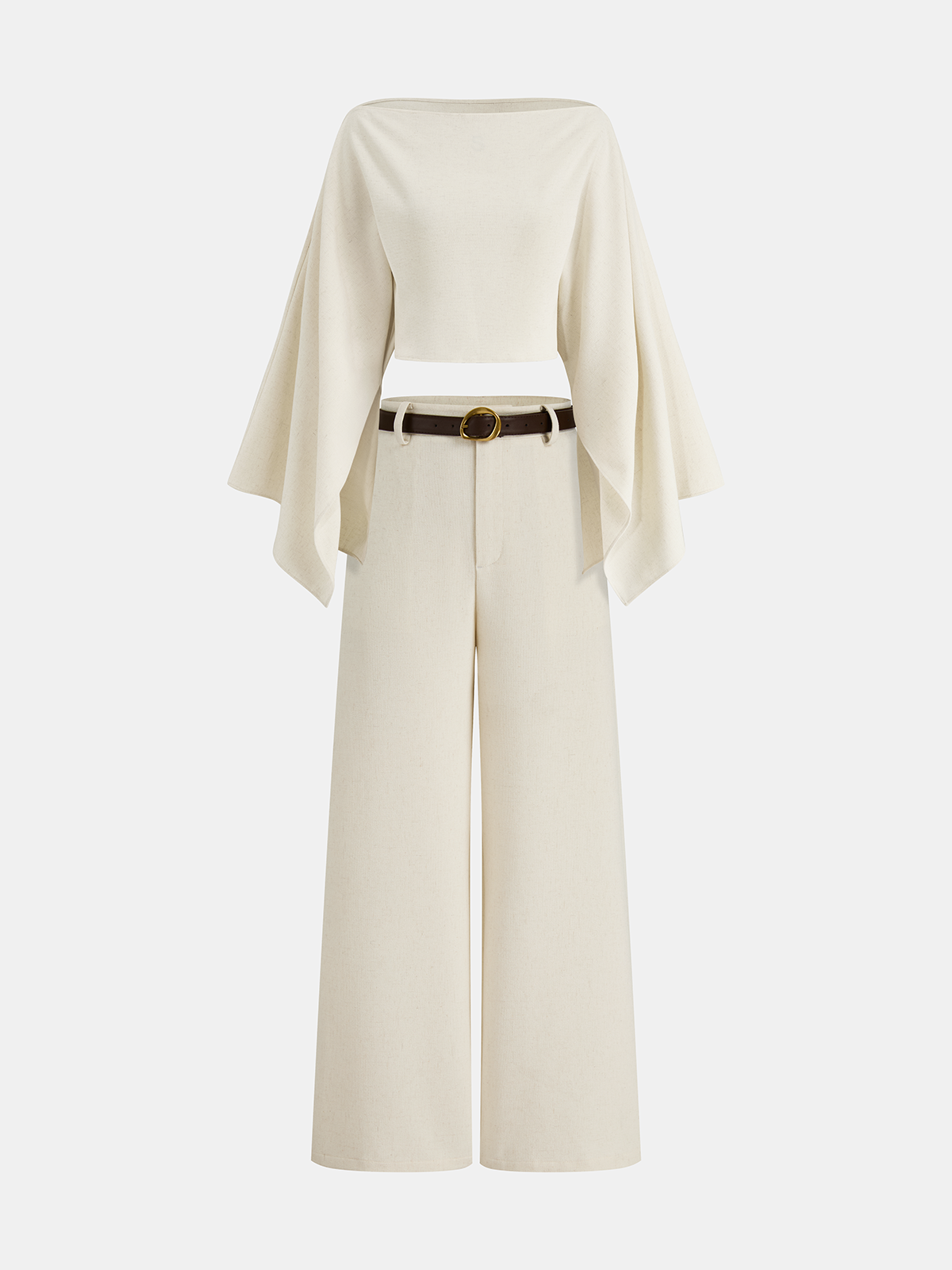 Belted Linen-Blend Wide-Leg Pants - Image 5