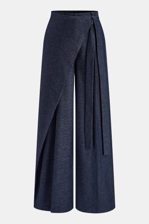 Asymmetric Wrap Wide-Leg Pants