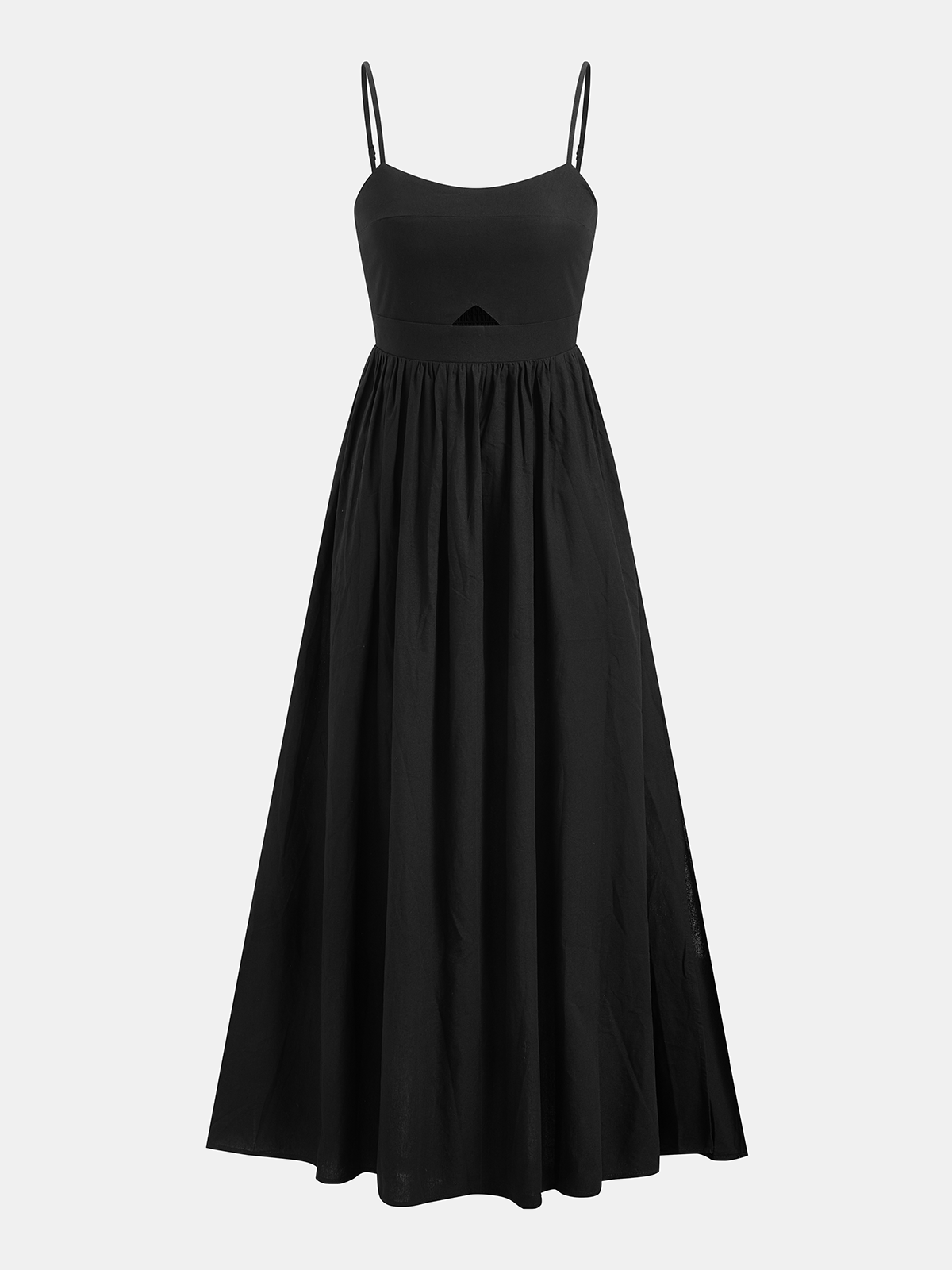 Cotton Sleeveless Pockets Cutout Long Dress - Image 4