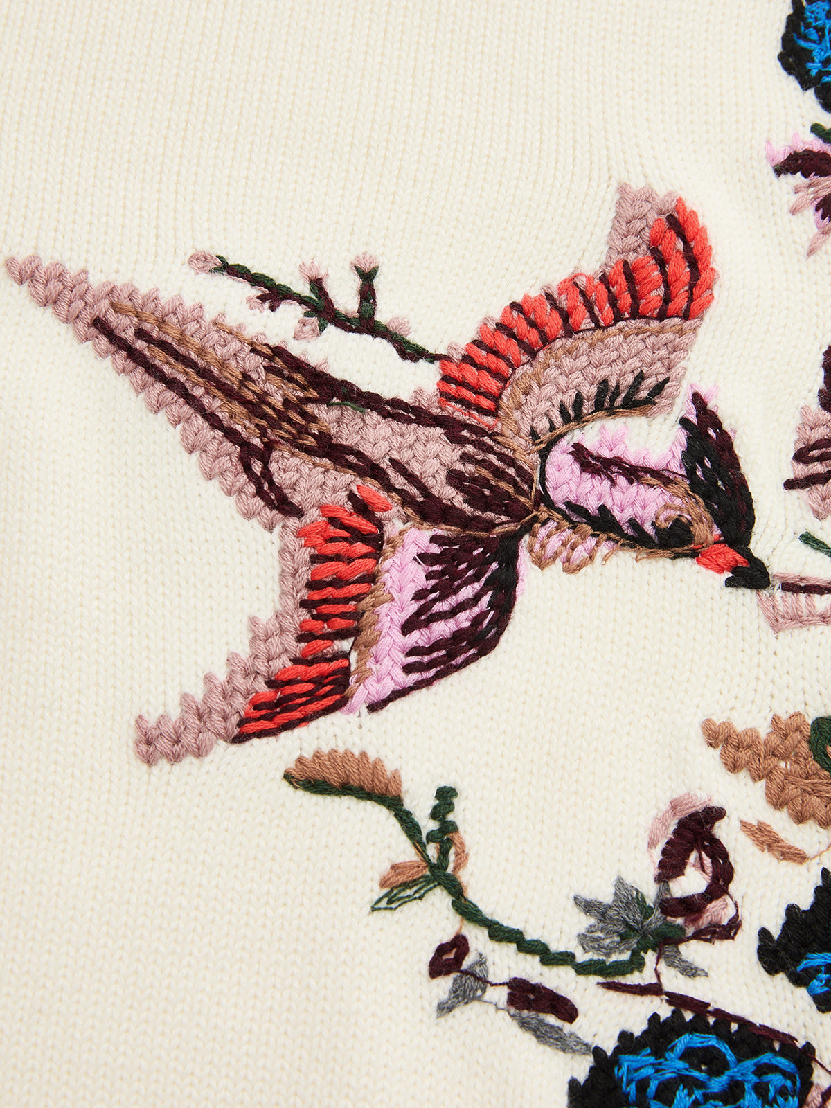 Embroidered Floral Bird Knit Vest - Image 5