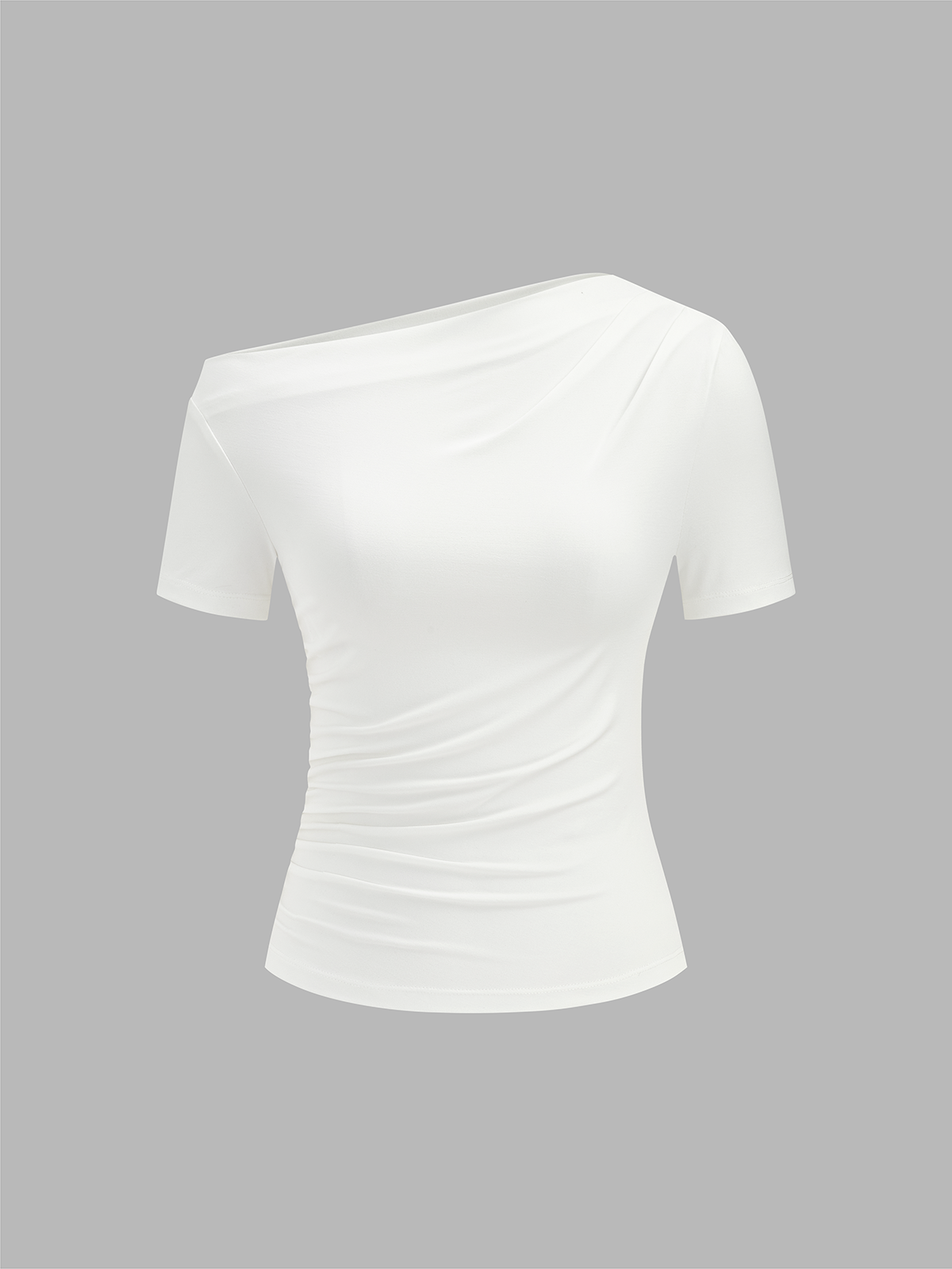 Ruched Off Shoulder Slim Short Sleeve Top - Image 2