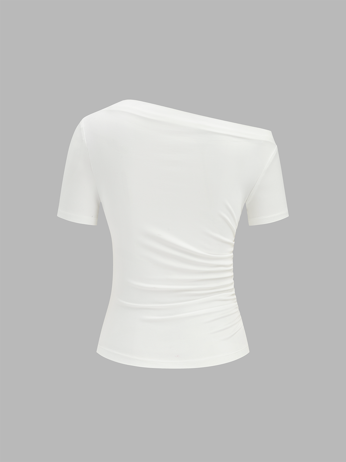 Ruched Off Shoulder Slim Short Sleeve Top - Image 3