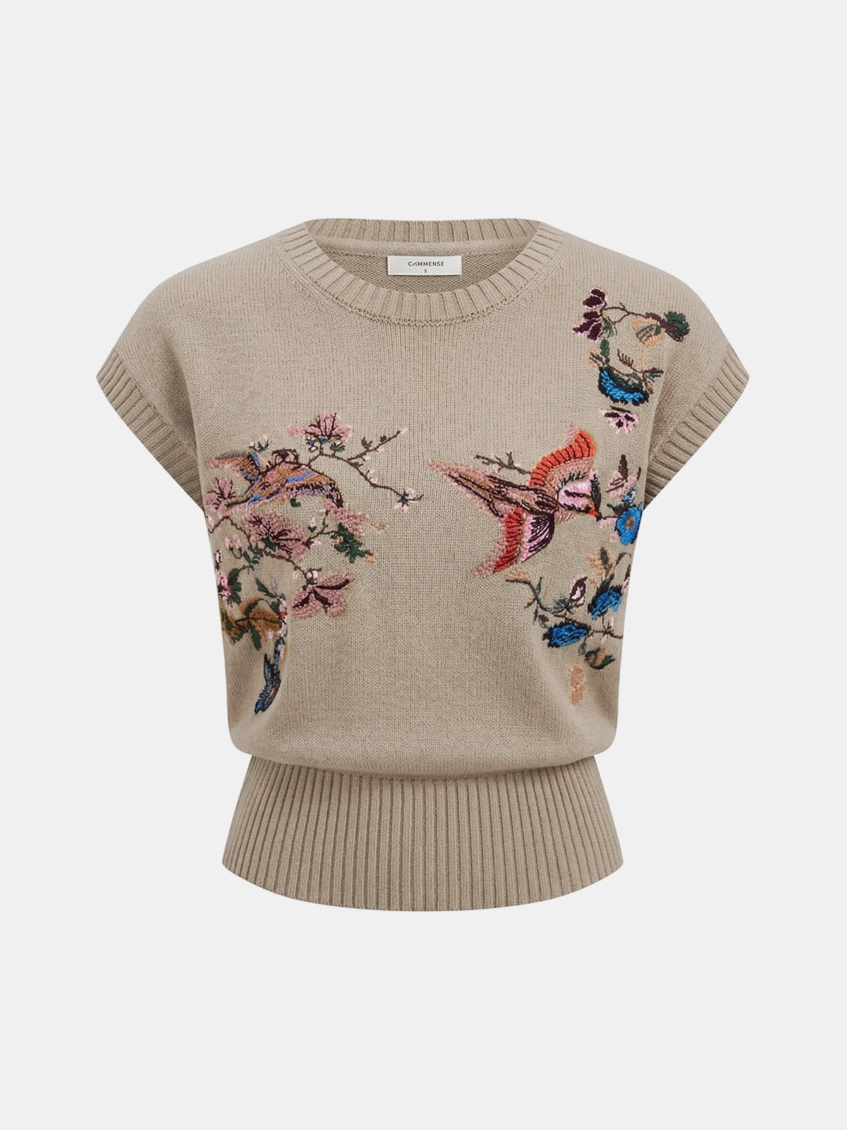 Embroidered Floral Bird Knit Vest - Image 8