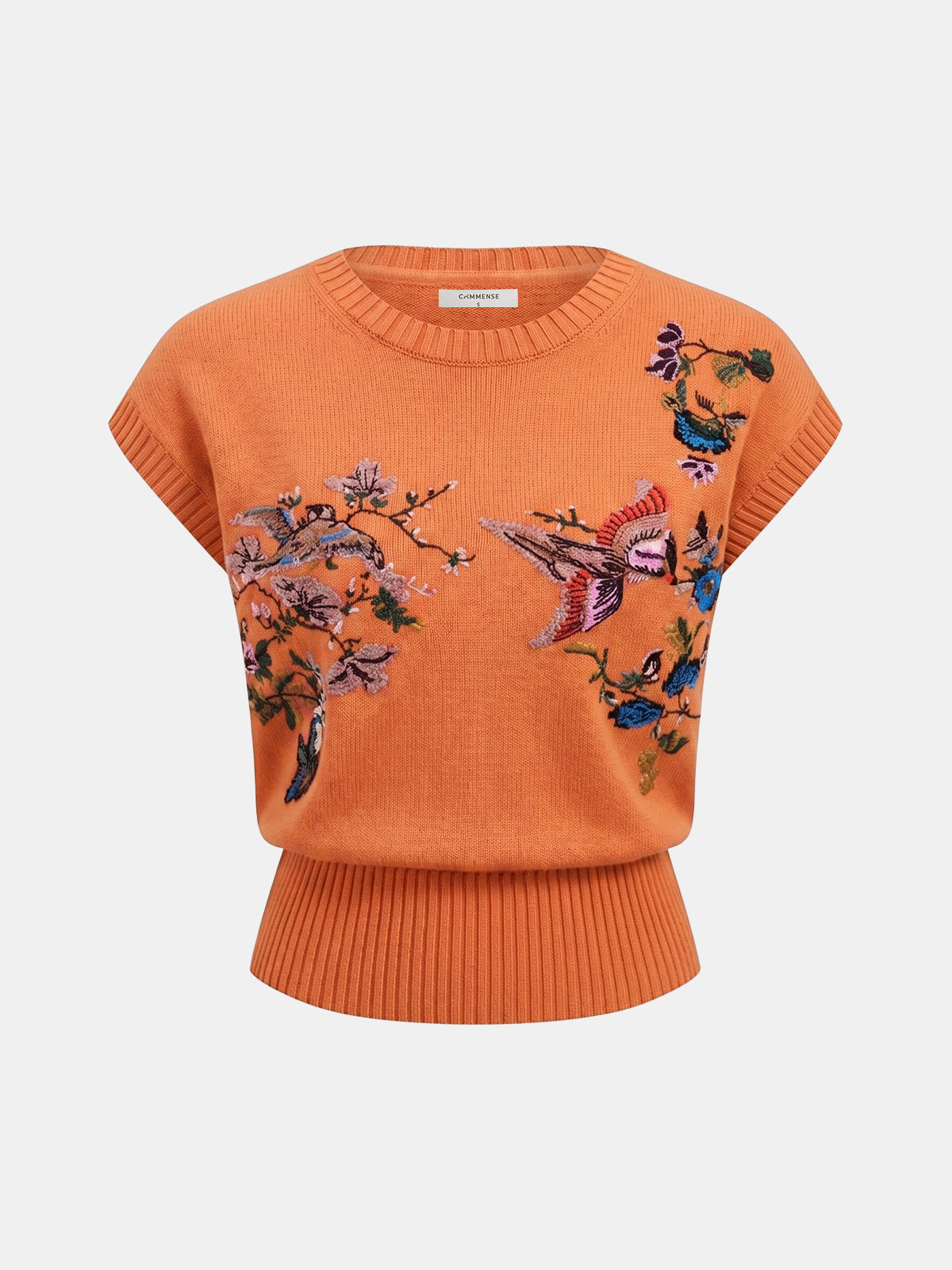 Embroidered Floral Bird Knit Vest - Image 10