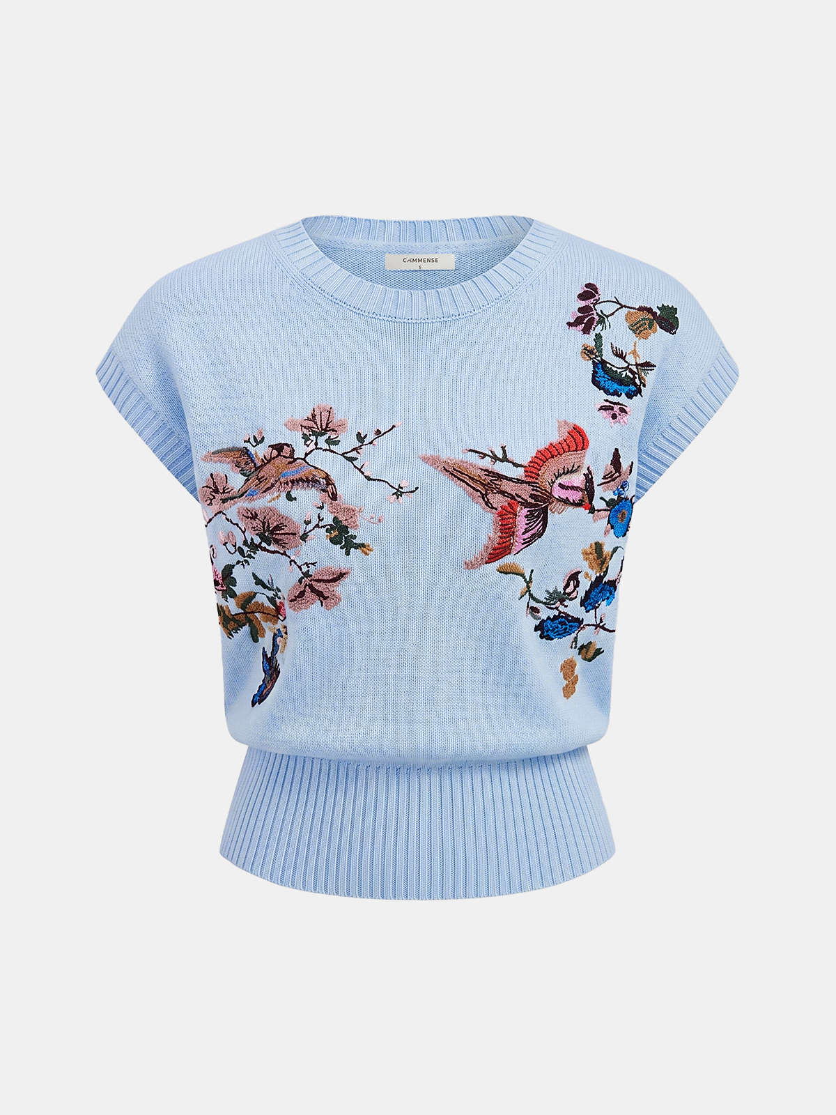 Embroidered Floral Bird Knit Vest - Image 11