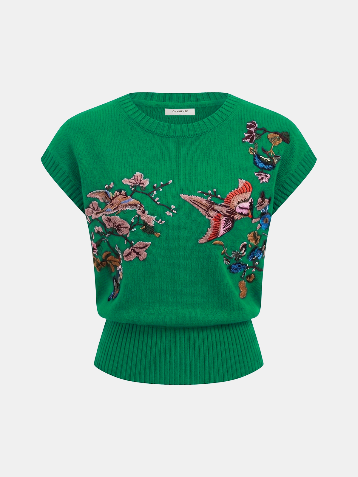 Embroidered Floral Bird Knit Vest - Image 12