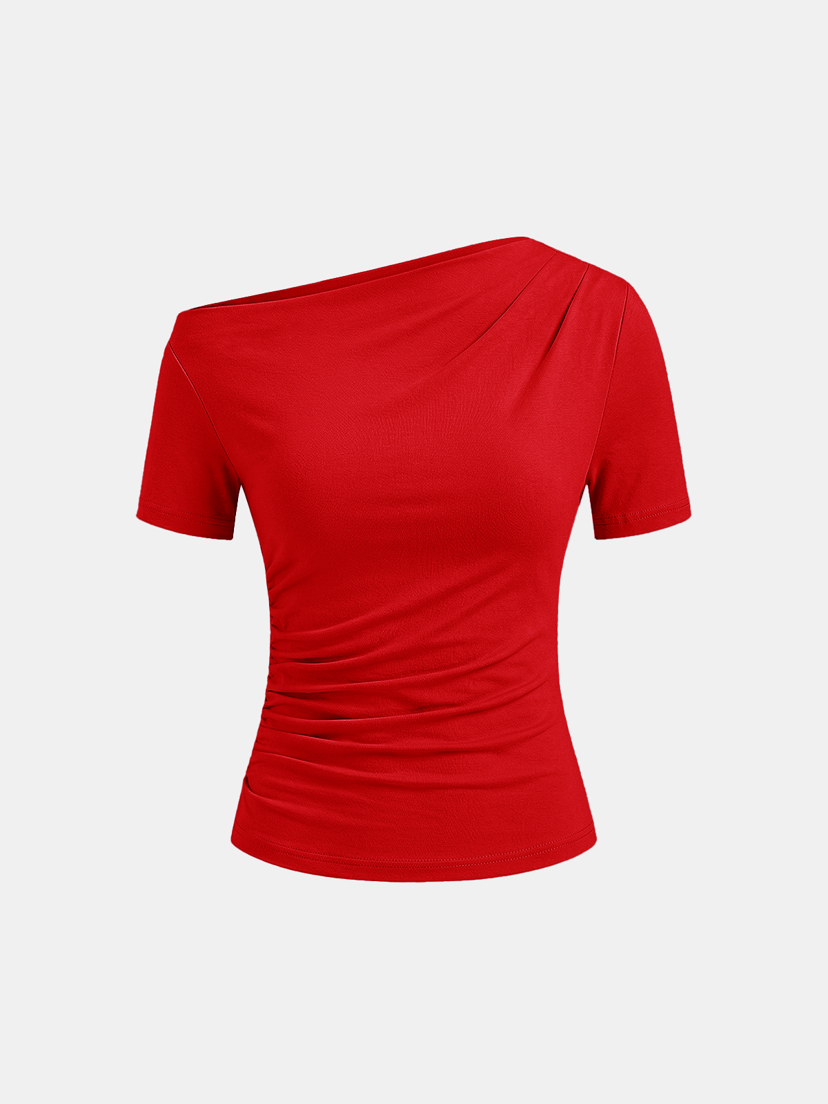 Ruched Off Shoulder Slim Short Sleeve Top - Image 8