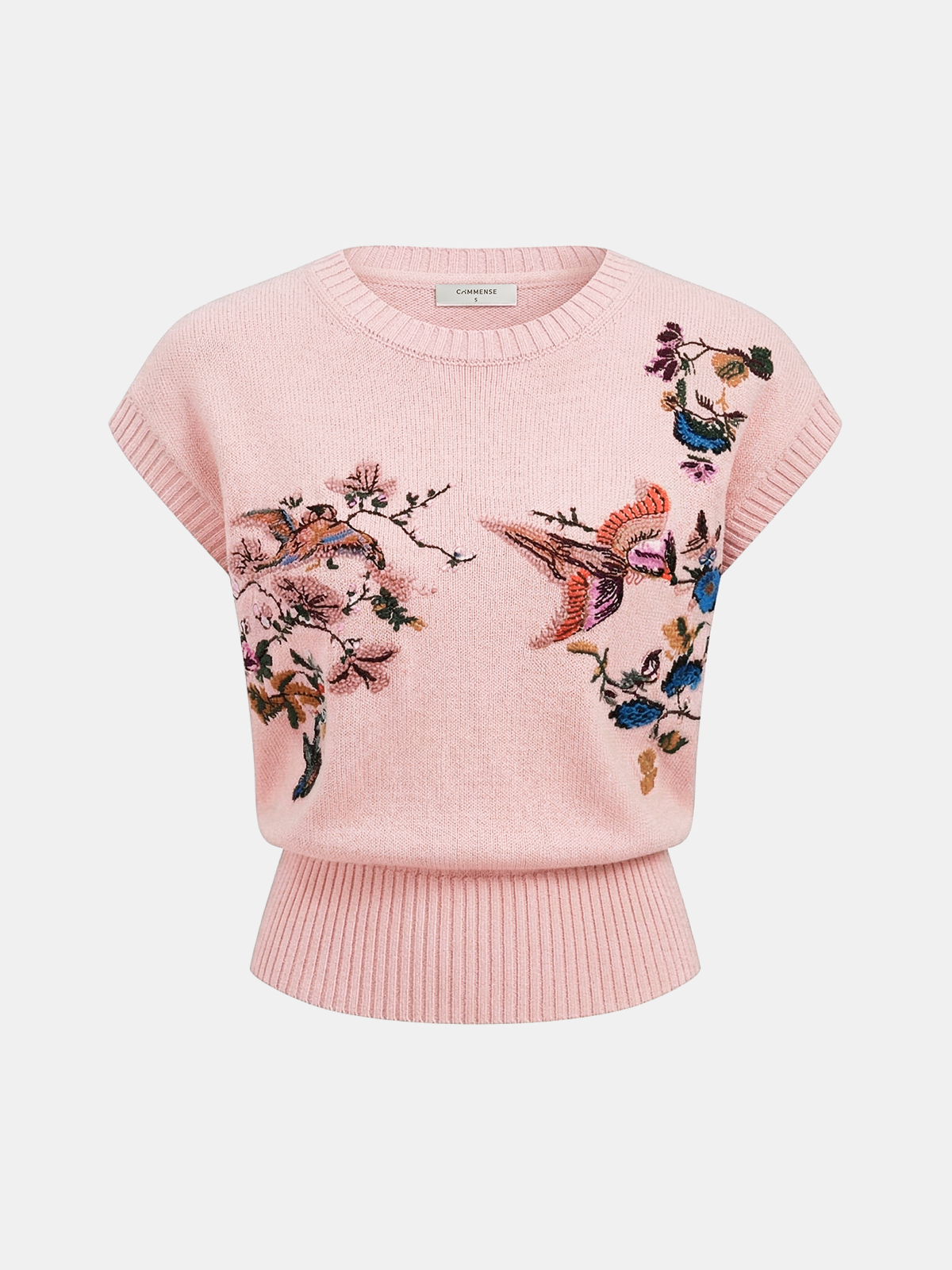 Embroidered Floral Bird Knit Vest - Image 7