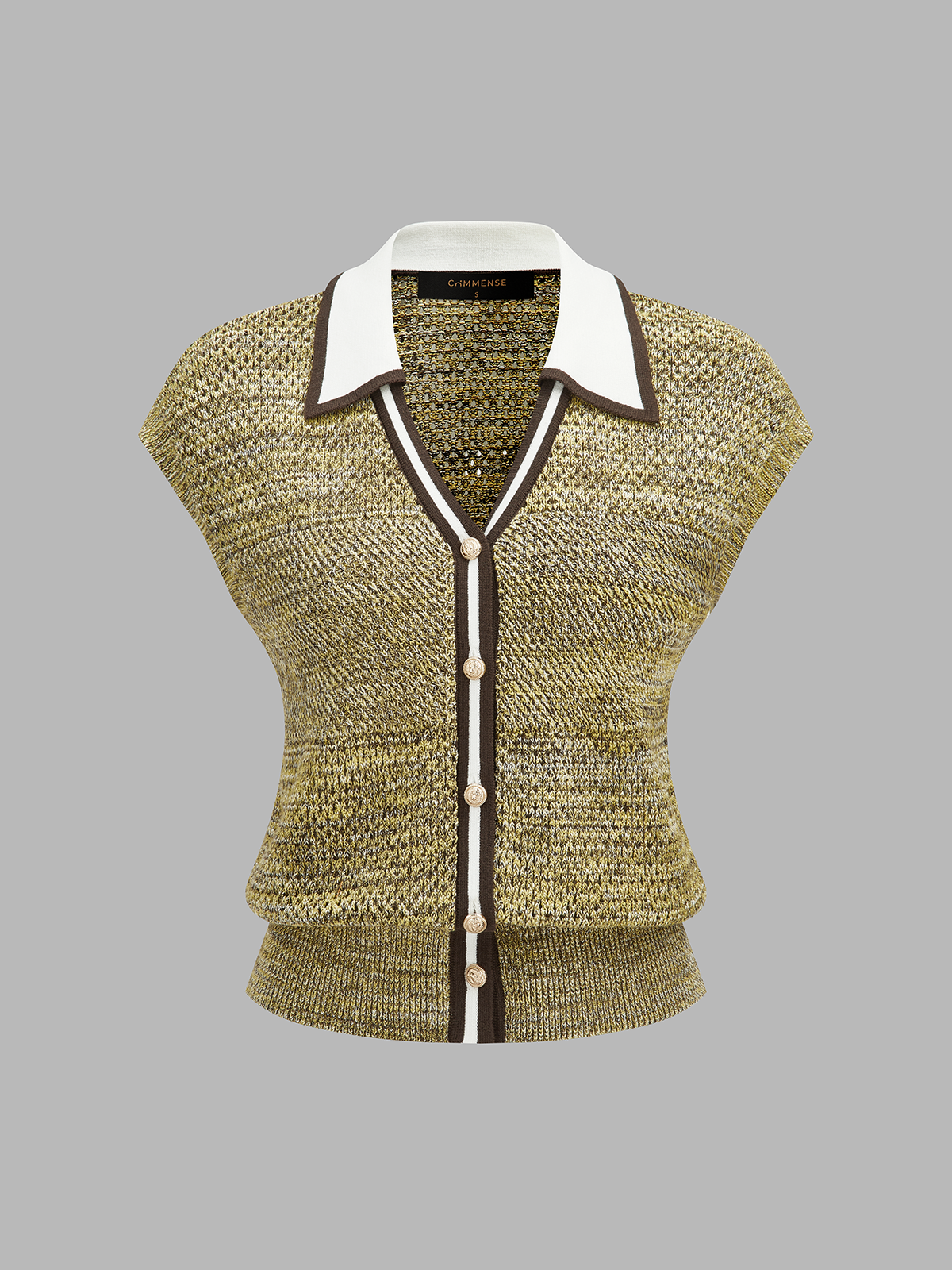 Contrast Trim Textured Knit Top - Image 2