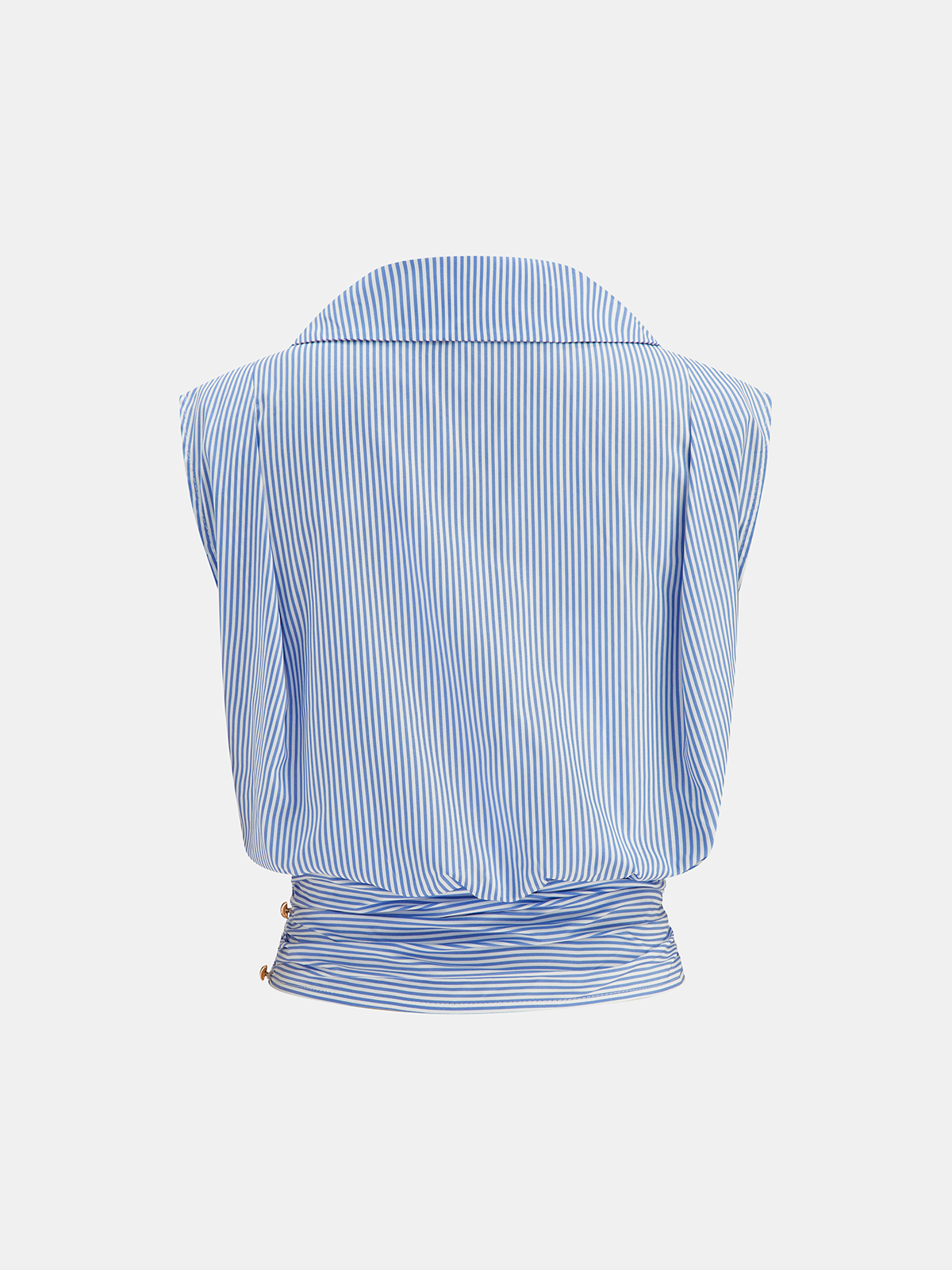 Striped Collared Sleeveless Cinched Blouse - Image 2