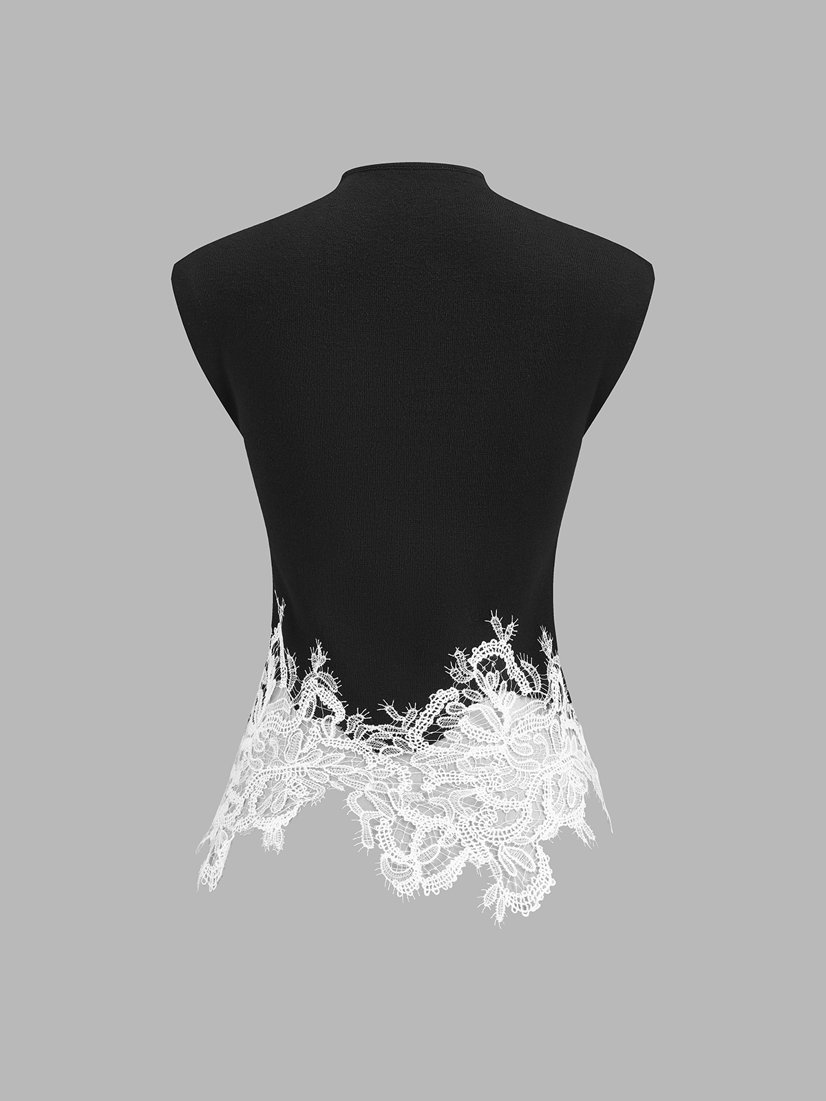 Keyhole Neck Lace Hem Tank Top - Image 4