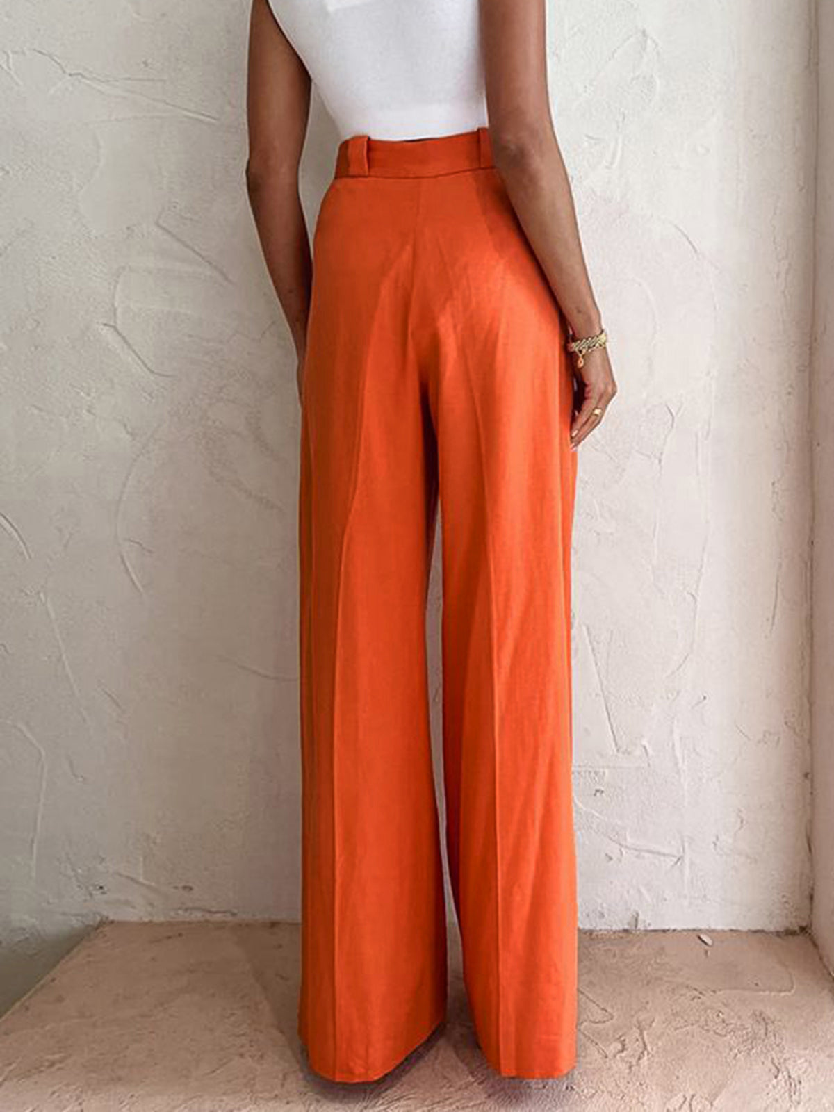 Relaxed Fit Vitamin C Linen Cotton Wide Leg Pants - Image 3