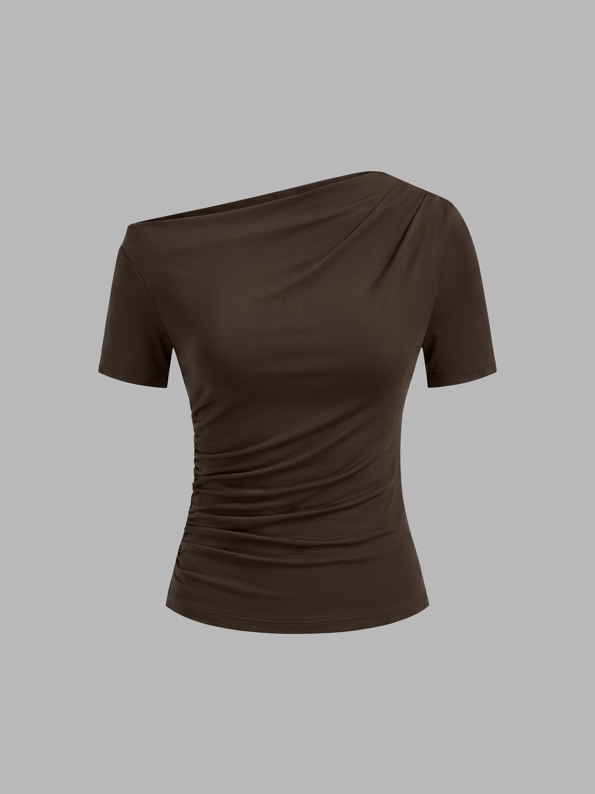Ruched Off Shoulder Slim Short Sleeve Top - Image 9