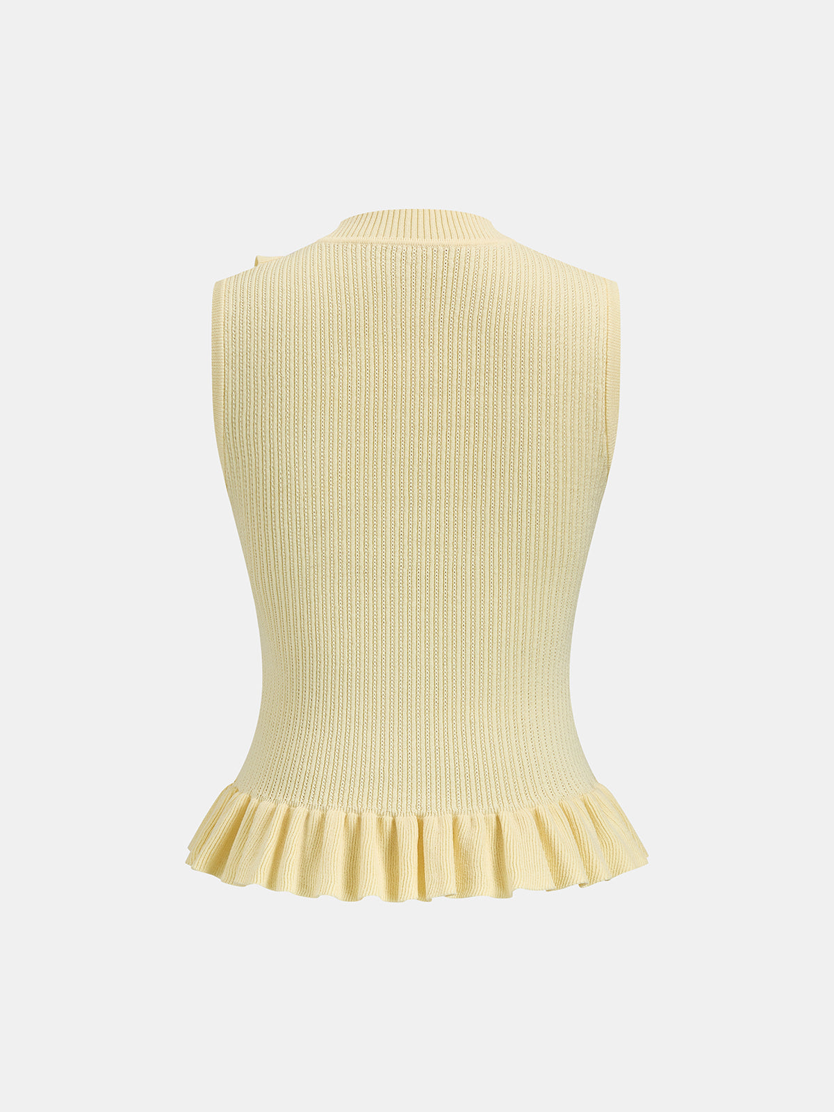 Ribbed High Neck Ruffle Sleeveless Top - Image 4