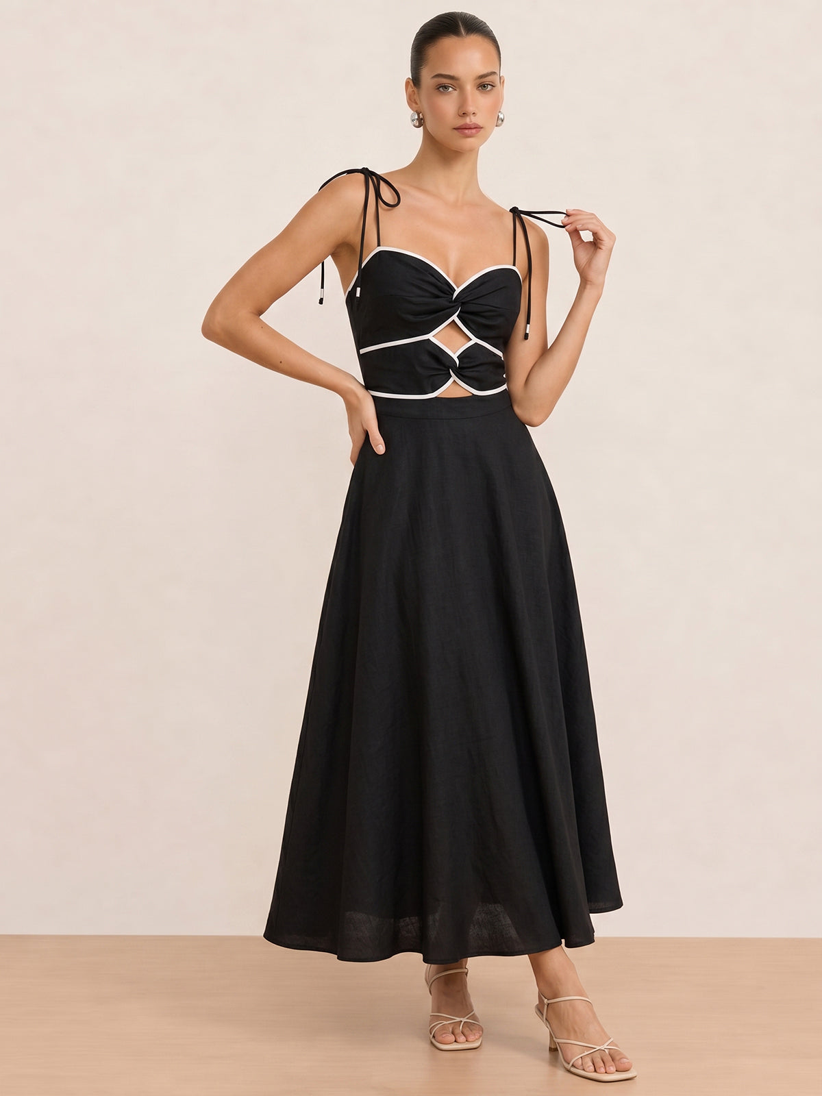 Cutout Tie Strap Maxi Dress - Image 6