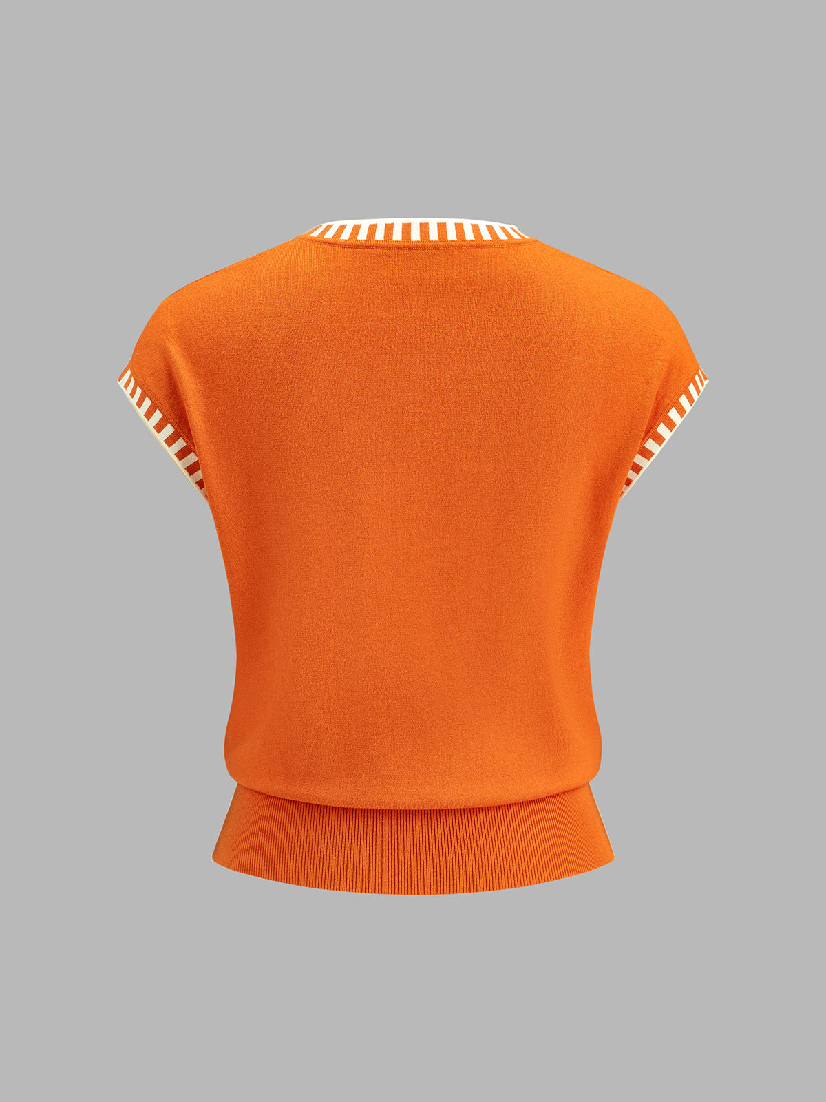 Contrast Trim Cap Sleeve Knit Top - Image 3