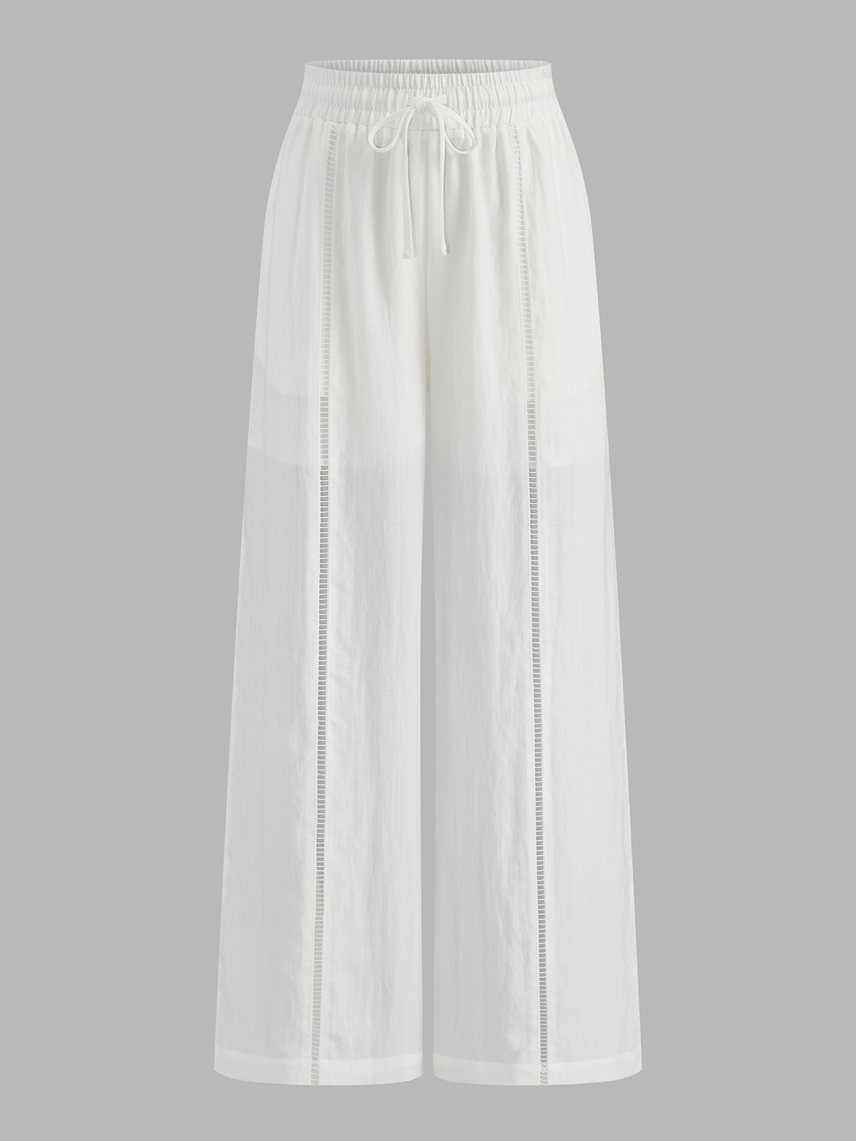 Drawstring Waist Hollow Wide Leg Pants - Image 2