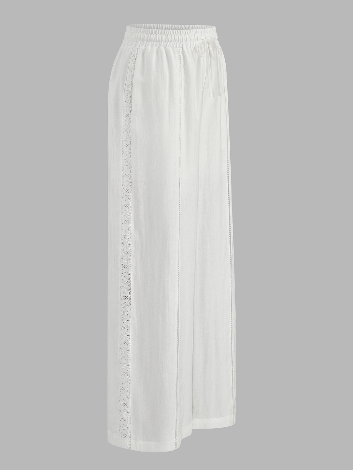 Drawstring Waist Hollow Wide Leg Pants - Image 3