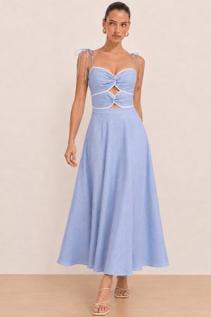 Cutout Tie Strap Maxi Dress