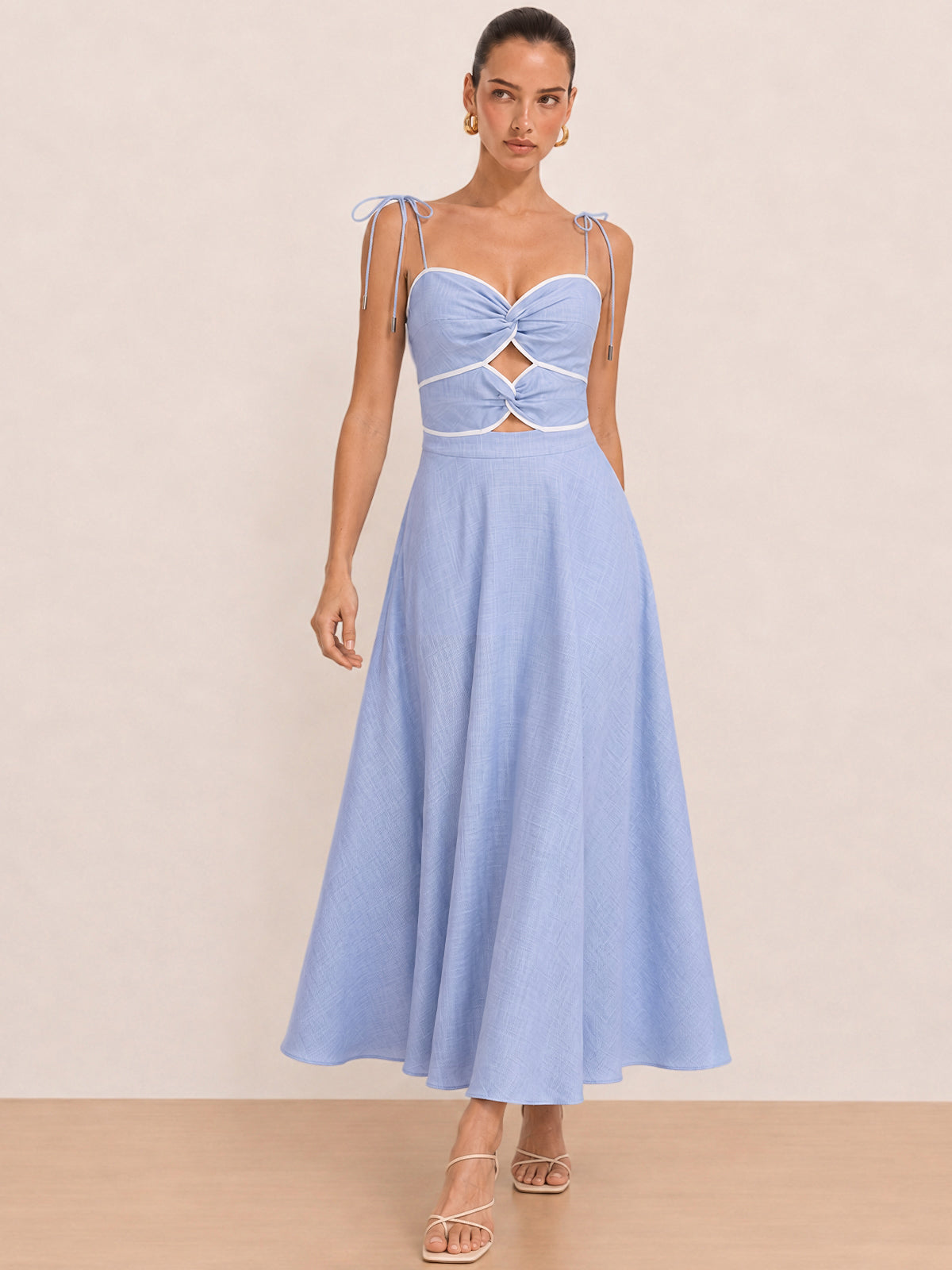 Cutout Tie Strap Maxi Dress