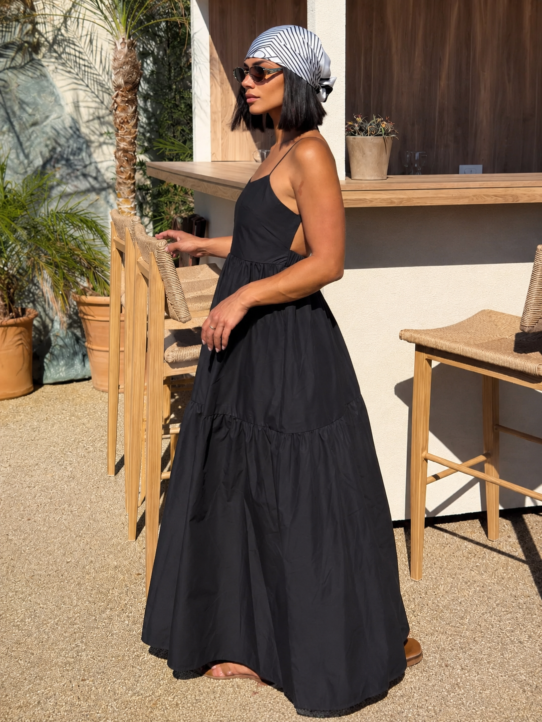 Solid Backless Long Dress - Image 2