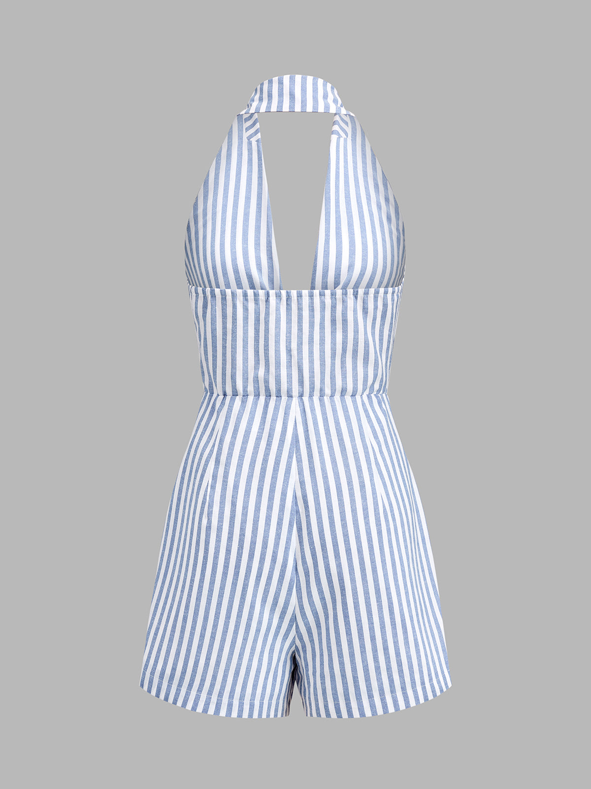 Halter Tie Front Striped Romper - Image 3