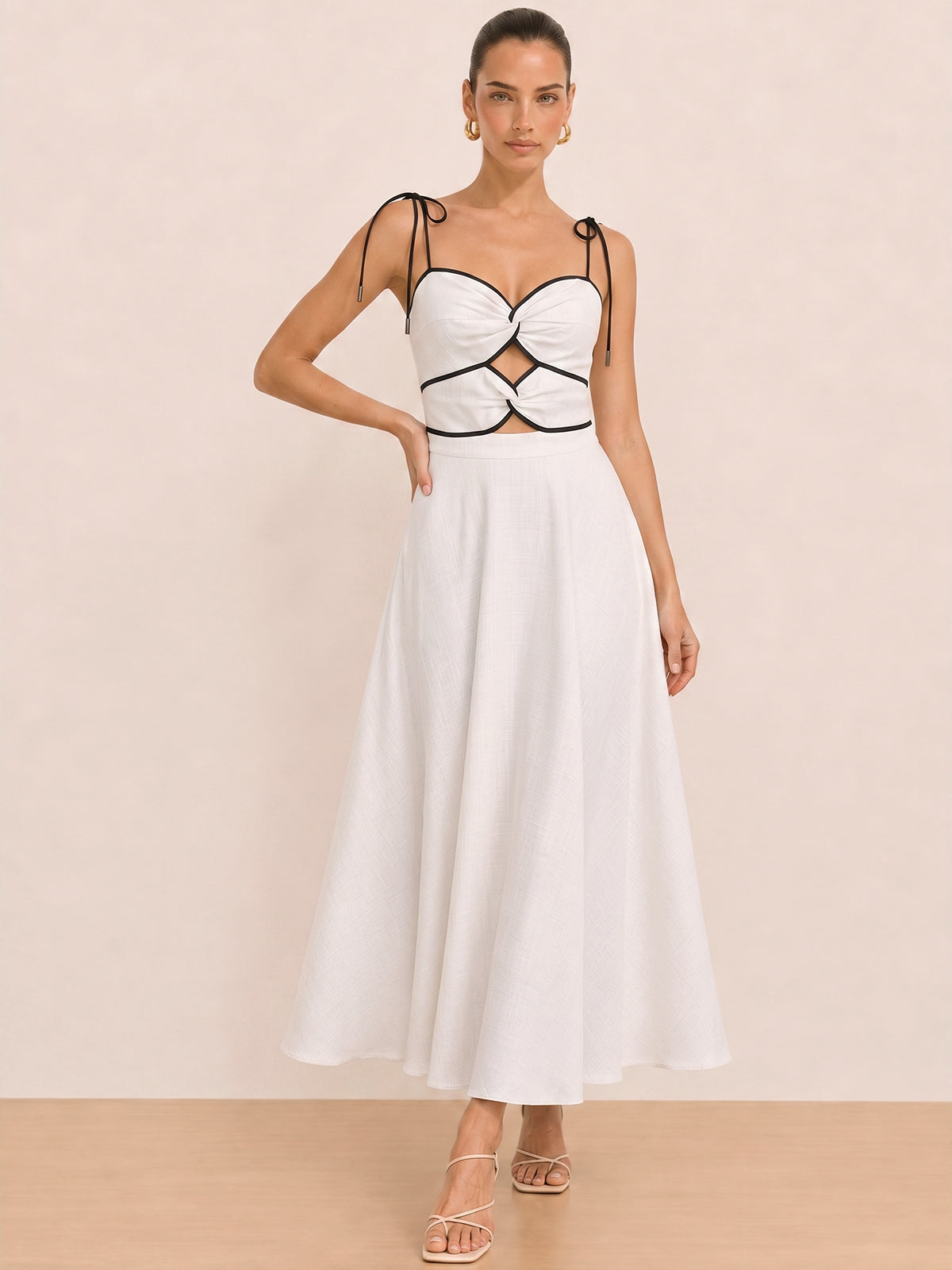 Cutout Tie Strap Maxi Dress - Image 7