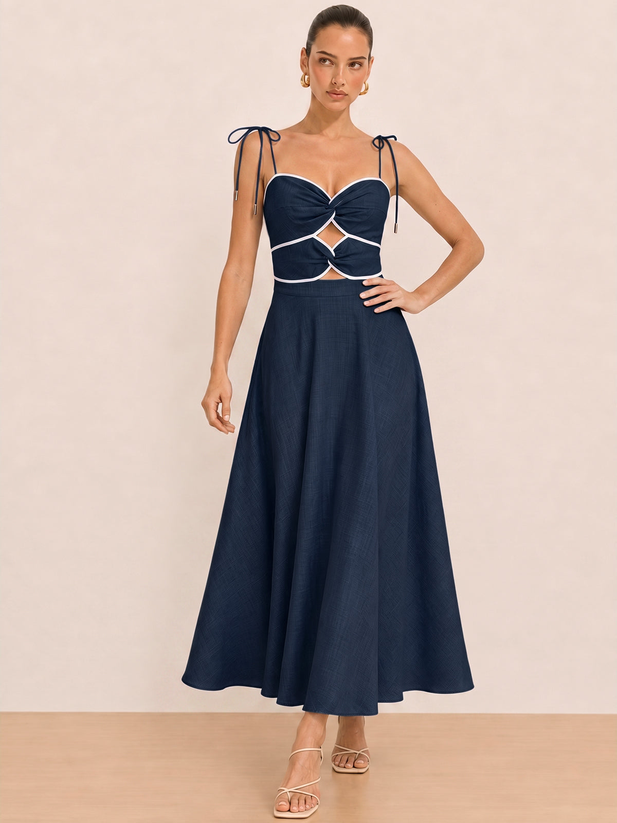 Cutout Tie Strap Maxi Dress - Image 8