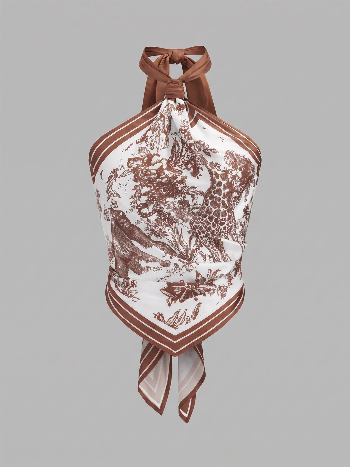 Porcelain Print Scarf Style Halter Blouse - Image 10
